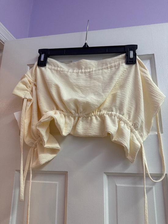 Pretty Garbage Tops - Ivory wrap crop top